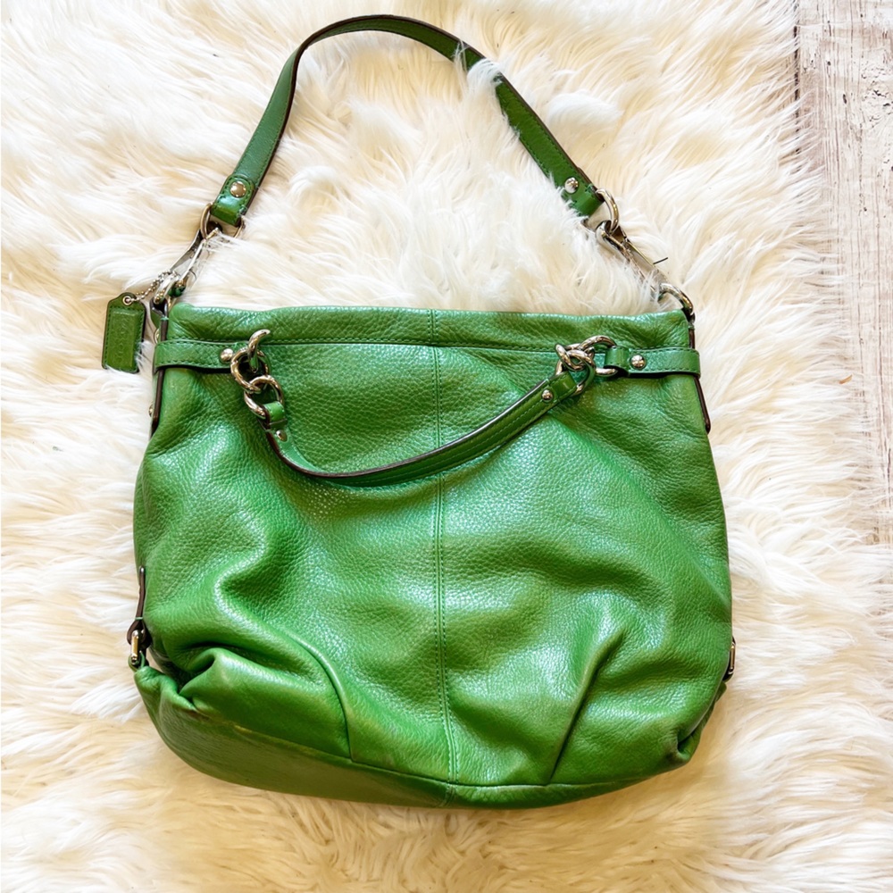 Coach Kelly Green Pebbled Leather Brooke Slouch Hobo … Gem